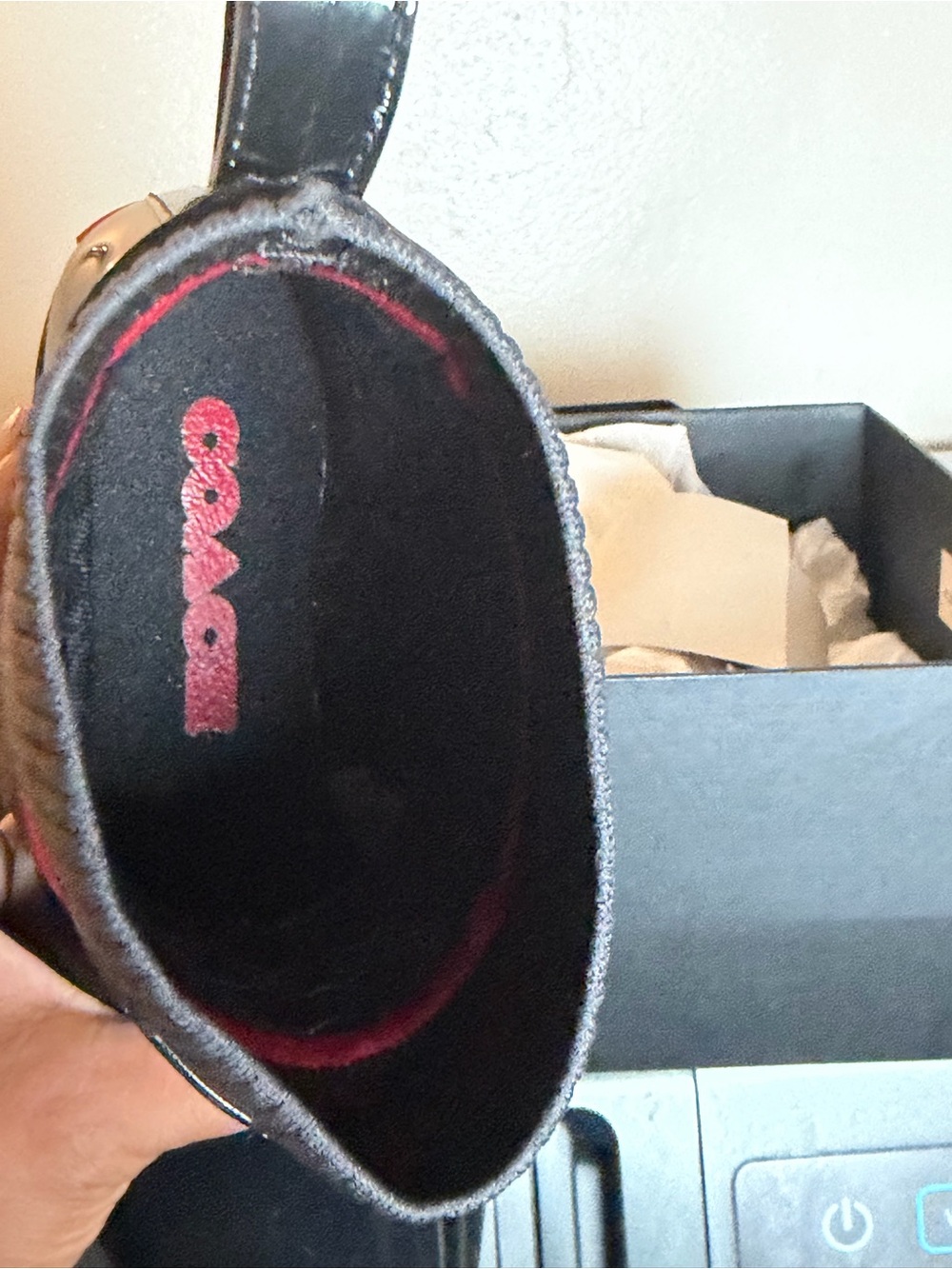 Coach Black Patent Ankle Rain Boots with Signature Knit Panel and Red Trim - Picture 7 of 7